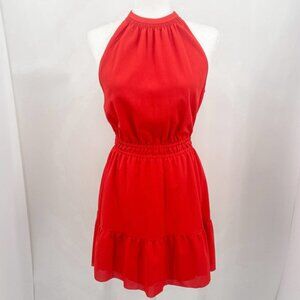 Aritzia Wilfred Effet Mini Red Dress Halter Tiered Size XS